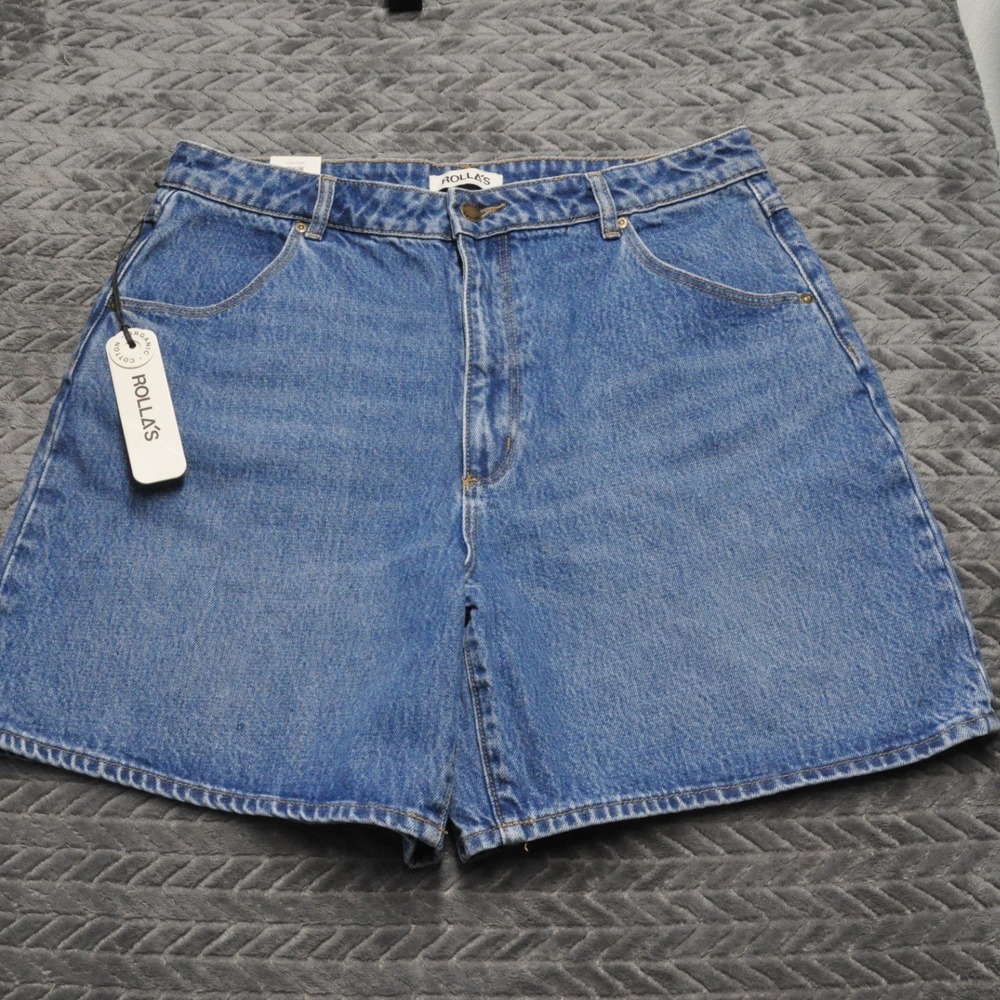 Rolla's Super Mirage Denim Shorts 32 Blue NWT High Rise Loose Organic (1822)‎